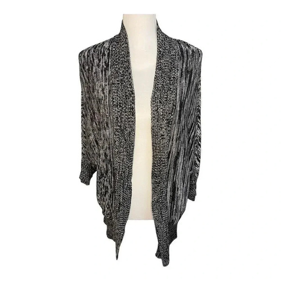 Ann Taylor loft black and gray knit flyaway cardigan size medium - Picture 1 of 4